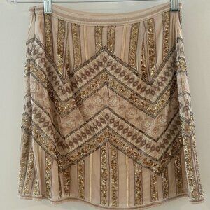 Anthropologie Gold Sequin Mini Skirt